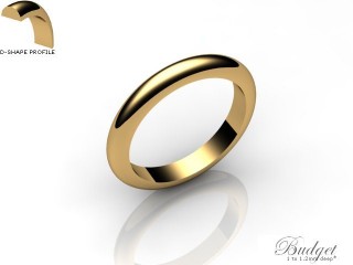 Men's 3.0mm. Budget D Shape Wedding Ring: Hallmarked 18ct. Yellow Gold-18YGPP-3.0DLG
