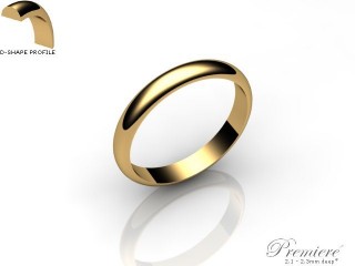 Women's 3.0mm. Premiere D Shape Wedding Ring: Hallmarked 18ct. Yellow Gold-18YGPP-3.0DXL