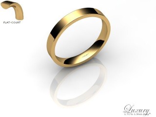 Men's 3.0mm. Luxury Flat-Court (Comfort Fit) Wedding Ring: Hallmarked 18ct. Yellow Gold-18YGPP-3.0FCHG
