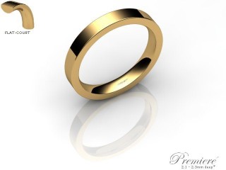 Men's 3.0mm. Premiere Flat-Court (Comfort Fit) Wedding Ring: Hallmarked 18ct. Yellow Gold-18YGPP-3.0FCXG