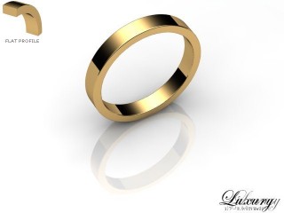 Men's 3.0mm. Luxury Flat Wedding Ring: Hallmarked 18ct. Yellow Gold-18YGPP-3.0FHG