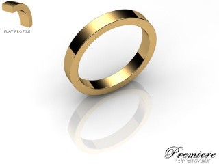 Men's 3.0mm. Premiere Flat Wedding Ring: Hallmarked 18ct. Yellow Gold-18YGPP-3.0FXG