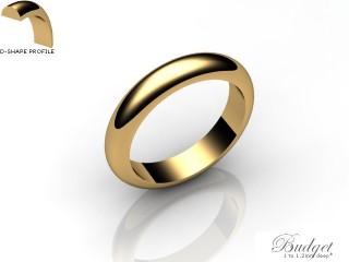 Men's 4.0mm. Budget D Shape Wedding Ring: Hallmarked 18ct. Yellow Gold-18YGPP-4.0DLG