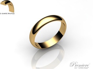Men's 4.0mm. Premiere D Shape Wedding Ring: Hallmarked 18ct. Yellow Gold-18YGPP-4.0DXG