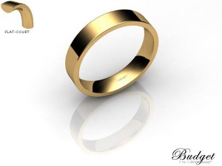 Women's 4.0mm. Budget Flat-Court (Comfort Fit) Wedding Ring: Hallmarked 18ct. Yellow Gold-18YGPP-4.0FCLL