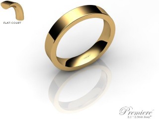 Men's 4.0mm. Premiere Flat-Court (Comfort Fit) Wedding Ring: Hallmarked 18ct. Yellow Gold-18YGPP-4.0FCXG