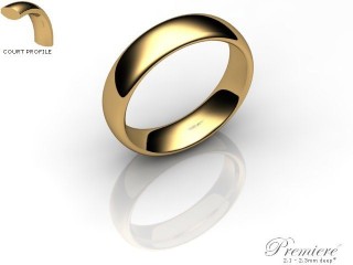 Men's 5.0mm. Premiere Court (Comfort Fit) Wedding Ring: Hallmarked 18ct. Yellow Gold-18YGPP-5.0CXG