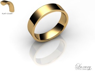 Men's 5.0mm. Luxury Flat-Court (Comfort Fit) Wedding Ring: Hallmarked 18ct. Yellow Gold-18YGPP-5.0FCHG