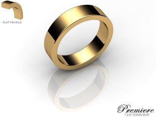 Women's 5.0mm. Premiere Flat Wedding Ring: Hallmarked 18ct. Yellow Gold-18YGPP-5.0FXL