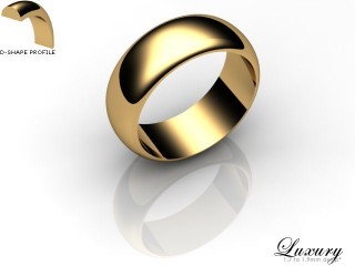 Men's 7.0mm. Luxury D Shape Wedding Ring: Hallmarked 18ct. Yellow Gold-18YGPP-7.0DHG