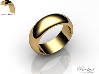 Men's 7.0mm. Budget D Shape Wedding Ring: Hallmarked 18ct. Yellow Gold-18YGPP-7.0DLG