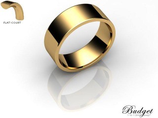 Men's 7.0mm. Budget Flat-Court (Comfort Fit) Wedding Ring: Hallmarked 18ct. Yellow Gold-18YGPP-7.0FCLG