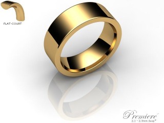 Men's 7.0mm. Premiere Flat-Court (Comfort Fit) Wedding Ring: Hallmarked 18ct. Yellow Gold-18YGPP-7.0FCXG