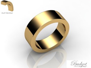 Men's 7.0mm. Budget Flat Wedding Ring: Hallmarked 18ct. Yellow Gold-18YGPP-7.0FLG