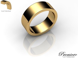 Men's 7.0mm. Premiere Flat Wedding Ring: Hallmarked 18ct. Yellow Gold-18YGPP-7.0FXG