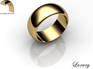 Men's 8.0mm. Luxury D Shape Wedding Ring: Hallmarked 18ct. Yellow Gold-18YGPP-8.0DHG