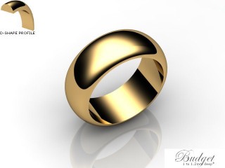 Men's 8.0mm. Budget D Shape Wedding Ring: Hallmarked 18ct. Yellow Gold-18YGPP-8.0DLG