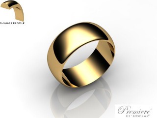 Men's 8.0mm. Premiere D Shape Wedding Ring: Hallmarked 18ct. Yellow Gold-18YGPP-8.0DXG