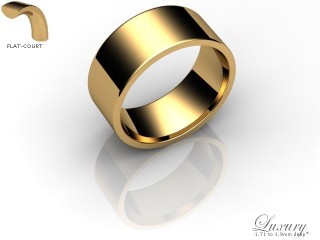 Men's 8.0mm. Luxury Flat-Court (Comfort Fit) Wedding Ring: Hallmarked 18ct. Yellow Gold-18YGPP-8.0FCHG