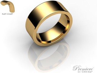 Men's 8.0mm. Premiere Flat-Court (Comfort Fit) Wedding Ring: Hallmarked 18ct. Yellow Gold-18YGPP-8.0FCXG