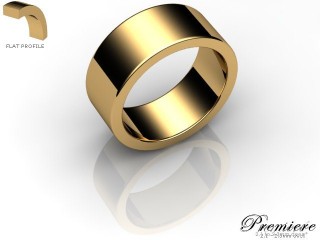 Men's 8.0mm. Premiere Flat Wedding Ring: Hallmarked 18ct. Yellow Gold-18YGPP-8.0FXG