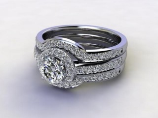Bridal-Set | Platinum 3 Part Diamond Engagement Ring-Set, Round Brilliant-cut Certified Diamond Selected by You-01-0100-1409