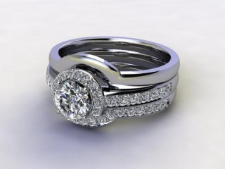 Bridal-Set | Platinum 3 Part Diamond Engagement Ring-Set, Round Brilliant-cut Certified Diamond Selected by You-01-0100-1410