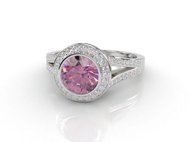 Natural Pink Sapphire and Diamond Ring. Platinum (950)