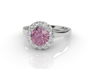 Natural Pink Sapphire and Diamond Halo Ring. Hallmarked Platinum (950)-01-0124-8943