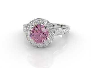 Natural Pink Sapphire and Diamond Halo Ring. Hallmarked Platinum (950)-01-0124-8945
