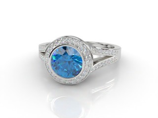 Natural Blue Topaz and Diamond Ring. Platinum (950)-01-0138-8900