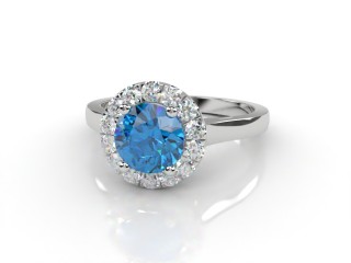 Natural Sky Blue Topaz and Diamond Halo Ring. Hallmarked Platinum (950)-01-0138-8943
