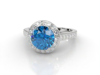 Natural Blue Topaz and Diamond Ring. Platinum (950)-01-0138-9001