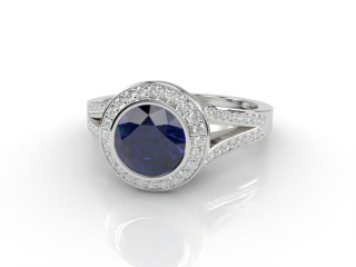 Natural Blue Sapphire and Diamond Ring. Platinum (950)-01-0147-8900