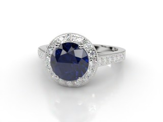Natural Blue Sapphire and Diamond Ring. Platinum (950)-01-0147-9001