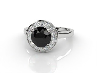 Natural Black Diamond and Diamond Halo Ring. Hallmarked Platinum (950)-01-0160-8942