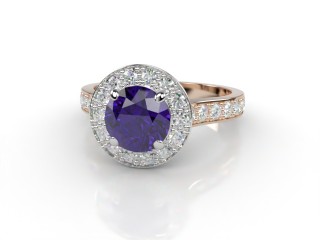 Natural Amethyst and Diamond Halo Ring. Hallmarked 18ct. Rose Gold-01-0412-8945