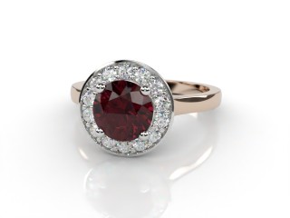 Natural Mozambique Garnet and Diamond Halo Ring. Hallmarked 18ct. Rose Gold-01-0417-8942