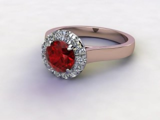 Natural Mozambique Garnet and Diamond Halo Ring. Hallmarked 18ct. Rose Gold-01-0417-8943