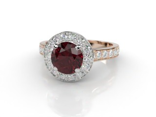 Natural Mozambique Garnet and Diamond Halo Ring. Hallmarked 18ct. Rose Gold-01-0417-8945