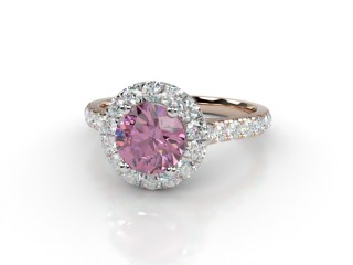 Natural Pink Sapphire and Diamond Halo Ring. Hallmarked 18ct. Rose Gold-01-0424-8944