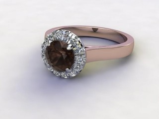 Natural Smoky Quartz and Diamond Halo Ring. Hallmarked 18ct. Rose Gold-01-0439-8943