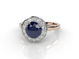 Natural Kanchanaburi Sapphire and Diamond Halo Ring. Hallmarked 18ct. Rose Gold-01-0447-8942