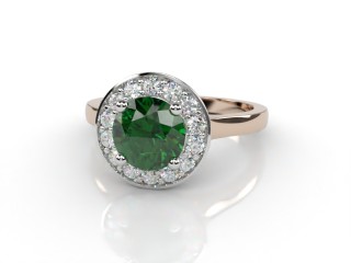 Natural Green Tourmaline and Diamond Halo Ring. Hallmarked 18ct. Rose Gold-01-0451-8942