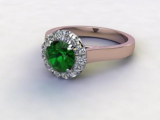 Natural Green Tourmaline and Diamond Halo Ring. Hallmarked 18ct. Rose Gold-01-0451-8943
