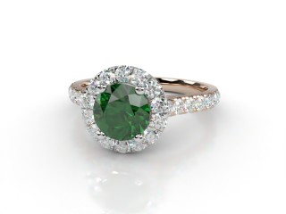 Natural Green Tourmaline and Diamond Halo Ring. Hallmarked 18ct. Rose Gold-01-0451-8944