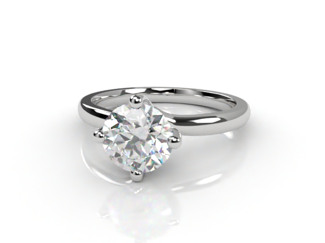 Certificated Round Diamond Solitaire Engagement Ring in 18ct. White Gold