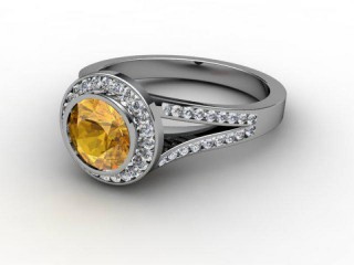 Natural Golden Citrine and Diamond Ring. 18ct White Gold-01-0514-8900