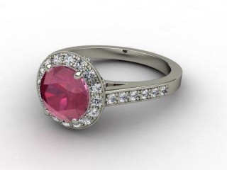 Natural Ruby and Diamond Ring. 18ct White Gold-01-0522-9001