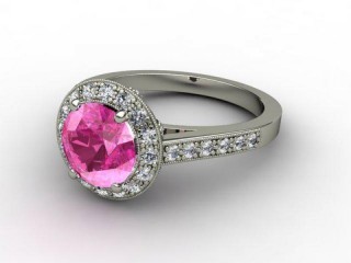 Natural Pink Sapphire and Diamond Ring. 18ct White Gold-01-0524-9001